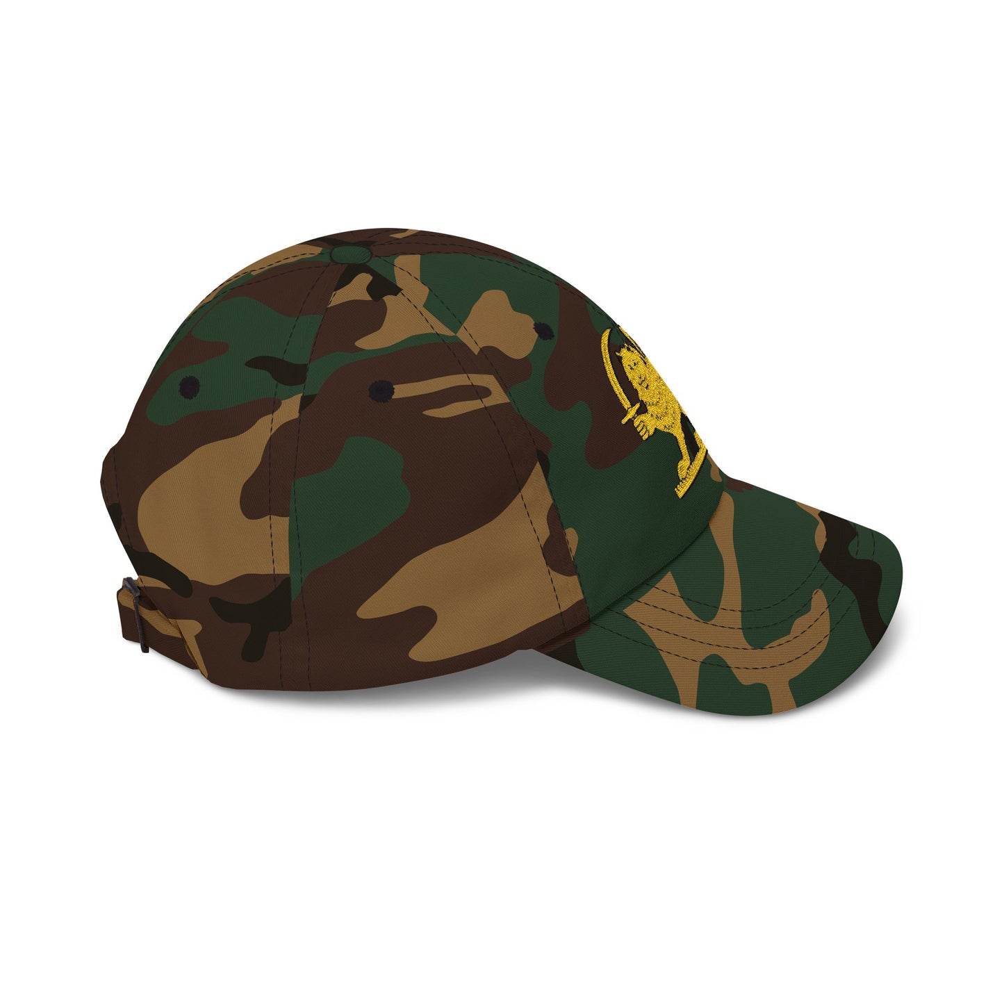 Camouflage baseball cap on a white background
